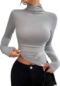 SIGHTBOMB Party Solid Women Grey Top