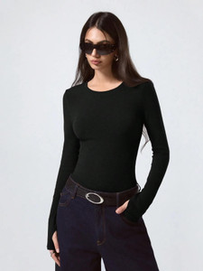 KOTTY Casual Solid Women Black Top