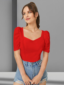 Dream Beauty Fashion Casual Solid Women Red Top
