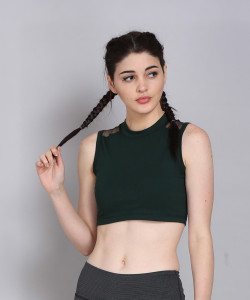The Dance Bible Casual Sleeveless Solid Women Dark Green Top