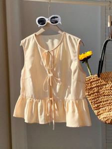 BuyNewTrend Casual Striped Women Yellow Top