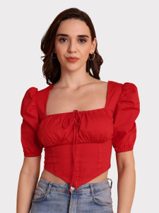 JAIYA Party Checkered Women Red Top