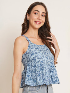 RNfab Casual Ethnic Motifs Women Blue Top