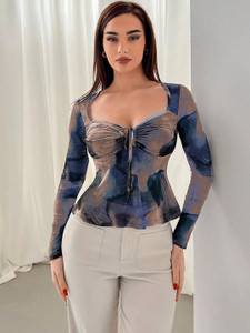 तंदुल महिलाओं के लिए कैजुअल प्रिंटेड बहुरंगी टॉप