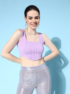 Berrylush Casual Solid Women Purple Top