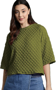 Rahi Trendz Party Self Design Women Dark Green Top