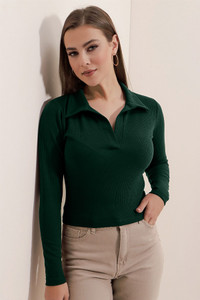 Dream Beauty Fashion Casual Solid Women Dark Green Top