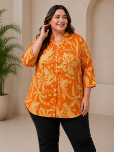 classy looks Casual Floral Print, Printed Women Orange, Yellow Top