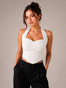 The House of Threads Casual Self Design Women White Top