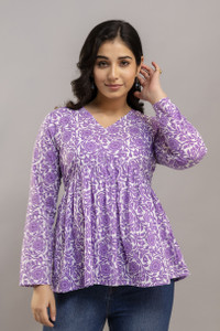 TEXTURIZE Party Printed Women Purple Top