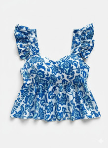 Parth Fashion Party Floral Print Women Blue Top