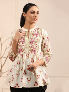 Cavercha Casual Printed Women White Top