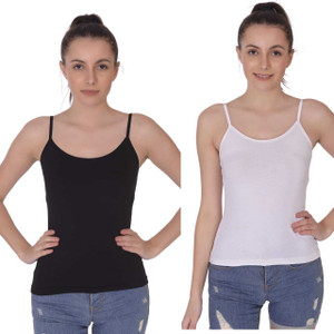 GLOWBODY Casual Solid Women White, Black Top