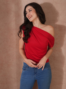 Globus Party Solid Women Red Top