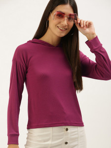 AND Casual Solid Women Purple Top