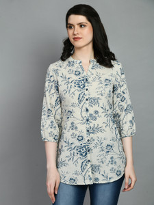 Meesan Casual Printed Women Blue Top