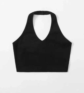 Kanha Beach Wear Solid Women Black Top