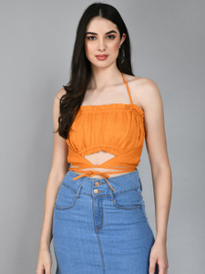 PRETTY LOVING THING Casual Solid Women Orange Top