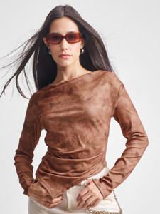 Tokyo Talkies Casual Printed Women Brown Top