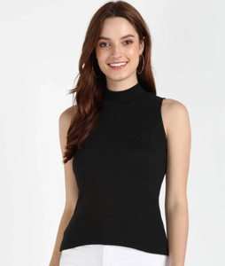 MARVKIT Casual Solid Women Black Top