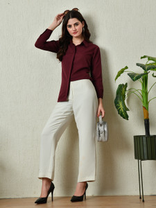 Akshatani Casual Solid Women Maroon Top