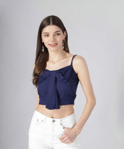 TANDUL Casual Solid Women Blue Top