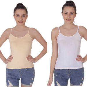 GLOWBODY Casual Solid Women Beige, White Top