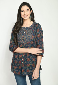 Meesan Casual Printed Women Blue Top