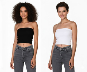 PINOVO Casual Solid Women Black, White Top