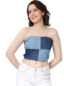 NUEVOSDAMAS Casual Color Block Women Light Blue, Dark Blue Top