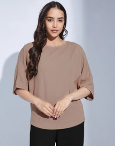 Selvia Casual Solid Women Brown Top