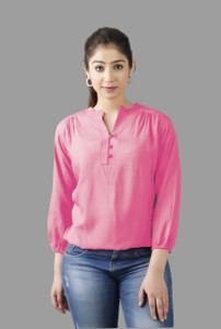 BM enterprises Casual Solid Women Pink, Gold Top