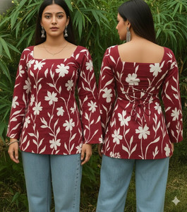 SANGOURI Women Floral Print A-line Kurta