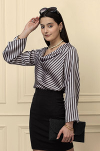 PURYS Casual Printed Women Black, Grey Top