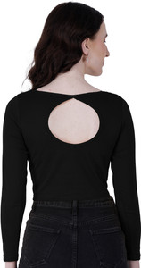 Fasska Casual Solid Women Black Top