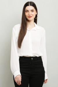 SILKSTITCH Casual Solid Women White Top
