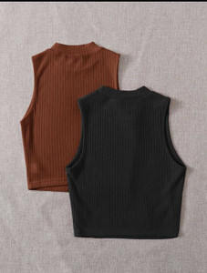 RKK COLLECTIONS Casual Solid Women Brown, Black Top