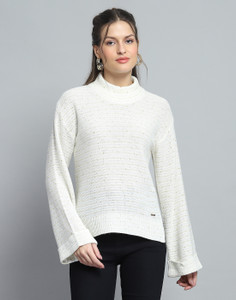 MONTE CARLO Casual Self Design Women White Top