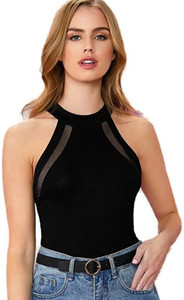 Projas Casual Solid Women Black Top