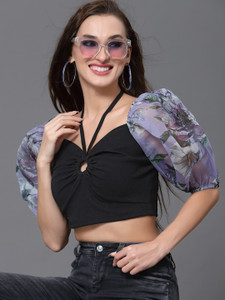 KASSUALLY Casual Floral Print Women Purple Top