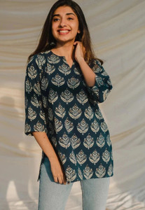 SANGOURI Casual Printed Women Dark Blue, White, Black Top