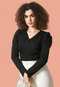 IUGA Party Solid Women Black Top