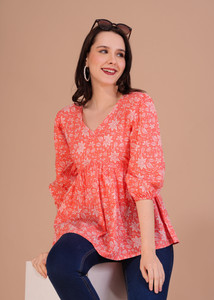 Shions Women Floral Print Flared Kurta
