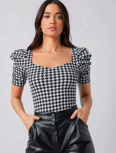 Dream Beauty Fashion Casual Printed Women Black Top