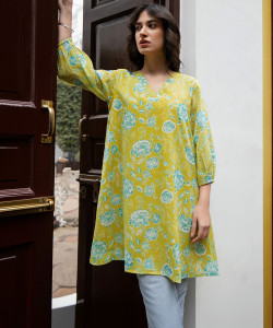 Janasya Casual Printed, Floral Print Women Light Blue, Light Green, White Top