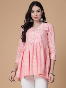 God Bless Casual Printed Women Pink, White Top
