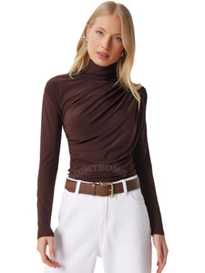 SIGHTBOMB Party Solid Women Brown Top