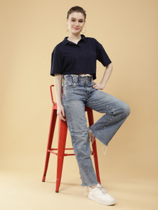 UNICONIC Casual Solid Women Dark Blue Top