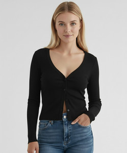 izzufashion Casual Self Design Women Black Top