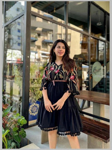KARMA OUTFIT Formal Embroidered Women Black Top
